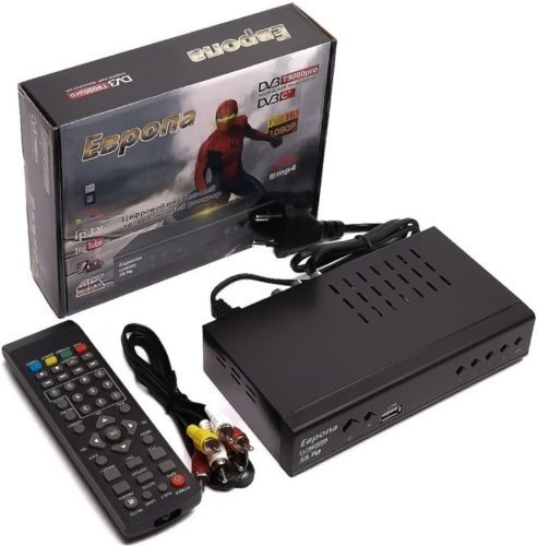 Цифрова Т2 приставка Європа EL - 9000 Pro 4K Цифровий ефірний ТВ тюнер з Wifi приймач для цифрового телебачення з пультом управління DVB-T2 Чорний