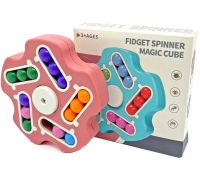 Дитячий розвиваючий спиннер Fidget Spinner Magic Cube рожевий, блакитний, обертається чарівна іграшка головоломка для дітей від 3 років, антистрес