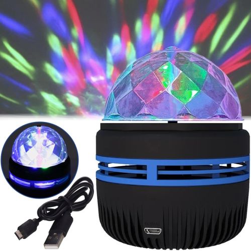 Дискошар-проектор зоряного неба Led Mini Magic Ball настільний RGB проектор, круглий світлодіодний LED світильник, 3D нічник дискошар USB Чорний
