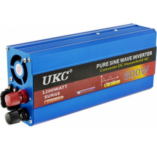 Перетворювач з чистою синусоїдою UKC AC/DC 12V-220V 600W автомобільний інвертор напруги струму 12В 220В 600 Вт акумулятор від прикурювача