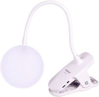 Настільна акумуляторна LED лампа WD-6651 на прищіпці, Світлодіодна USB лампа ліхтар на гнучкій ніжці із затискачем прищіпкою на акумуляторі Біла