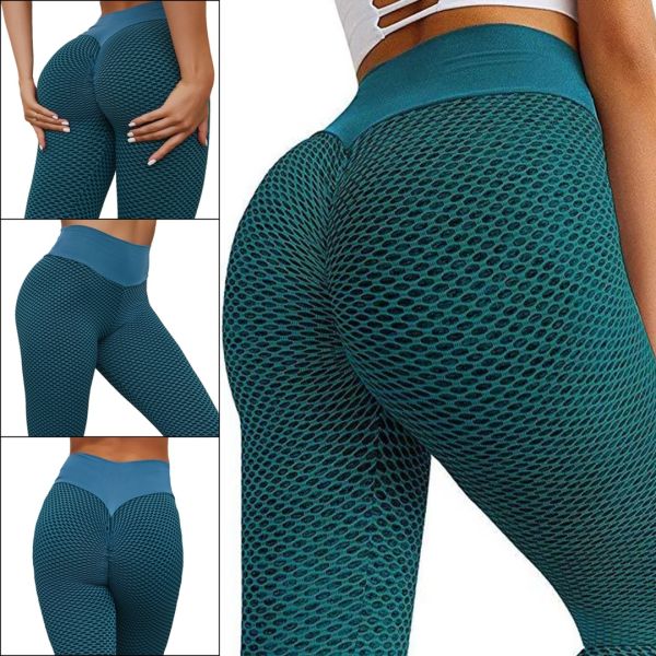 Жіночі спортивні легінси Staples Scrunch Bum зелені із завищеною високою талією і ефектом пуш-ап стягуючі безшовні лосини для фітнесу push up