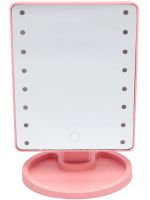 Косметичне сенсорне дзеркало для макіяжу Magic MakeUp Mirror обертається на 180 настільне дзеркало на підставці з підсвічуванням 22 LED USB Рожеве