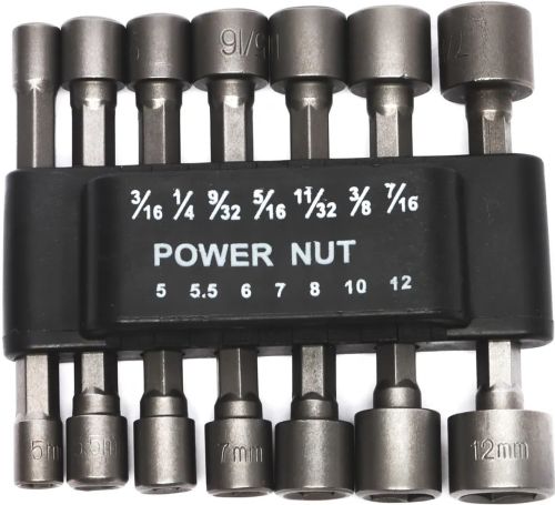 Набір торцевих шестигранних головок Power Nut Driver 14pcs комплект швидкозмінних насадок з тримачем для зберігання, посилені біти для шуруповерта
