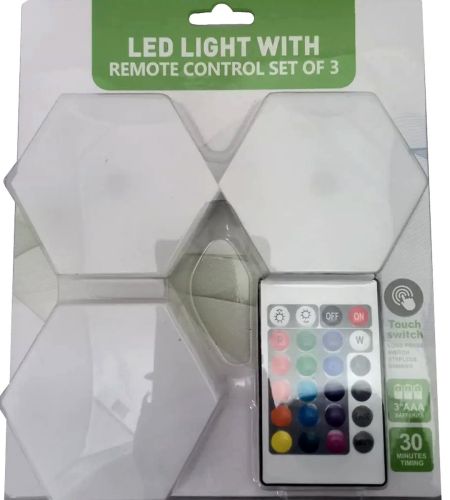 Модульна RGB підсвічування нічник стільники 3 шт в шафу Led Light 359 Lamp бездротовий шестигранний сенсорний світильник з пультом управління