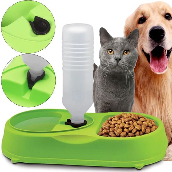 Миска для собак і котів Pet Feeder з поїлкою 2 в 1, автоматична Пластикова годівниця для домашніх тварин c дозатором, диспенсером для води