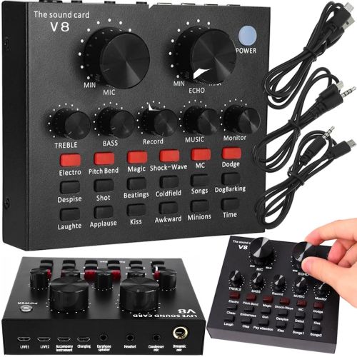 Внешняя звуковая аудио карта V8 внешняя USB-гарнитура, настольная беспроводная аудиосистема Bluetooth с режимом записи голоса для микрофона V-8