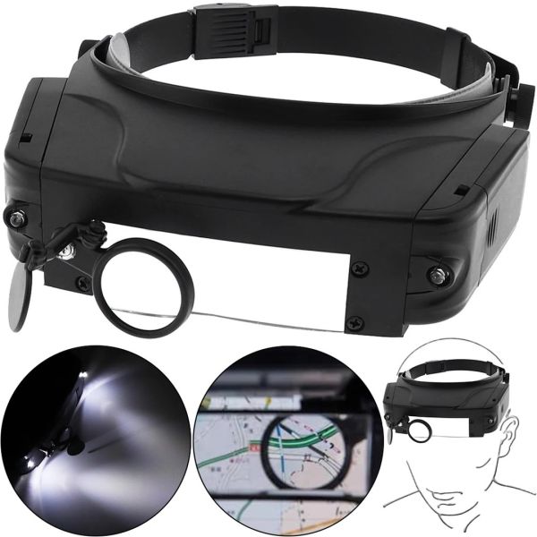 Бінокулярні налобні окуляри з підсвічуванням Led Magnifier EL-81007 11x налобна збільшувальна лупа на голову для ювелірів, пайки і читання MG81007-C