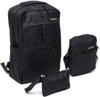 Міський набір сумок 3 в 1 Backpack 9018 рюкзак для ноутбука 15", сумка через плече і гаманець на блискавці з USB портом для навушників 42х33 см Чорний