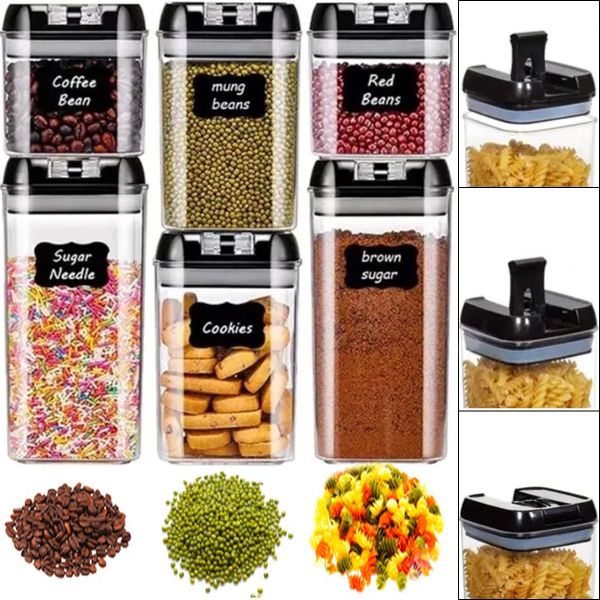 Набір контейнерів для сипучих продуктів Food Storage Container Set 6 ємностей, прозорі контейнери з кришками для зберігання харчових продуктів, круп