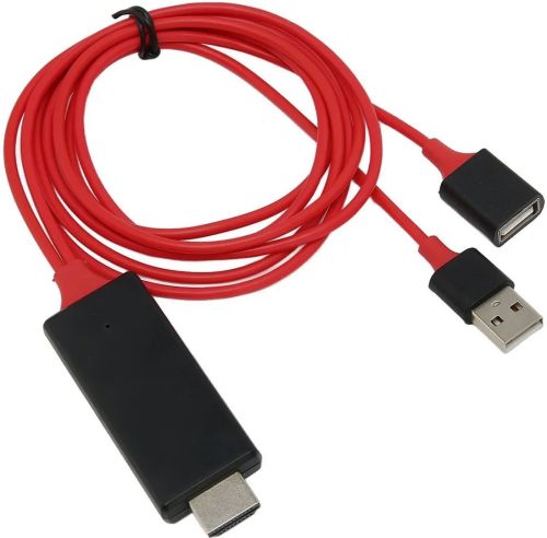 Конвертер відео MHL HDMI G02 гнучкий перехідник кабель для передачі HD відео з телефону на Телевізор 1 м, адаптер на Type-C Micro G-02 Червоний