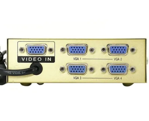 Спліттер VGA KV-FJ1504A Splitter, Комутатор 150MHz 4 Port Чотири порти з адаптером розгалужувач VGA