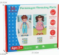 Розвиваючий конструктор Personages Threading Plate MZM15 38 деталей із зображенням персонажів з дерева, Головоломка створення персонажа для дітей