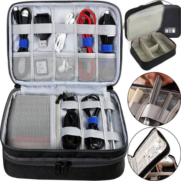 Дорожня сумка органайзер Travel Digital Bag для зберігання кабелів, зарядок повербанка, багатофункціональний бокс для цифрових аксесуарів Чорний
