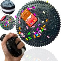 Силіконова іграшка антистрес сквіш Печиво Oreo Pinch Family 10,5 см з ворсинками для рук Дитяча м'ялка у вигляді печива Таба Орео Squishy для дітей