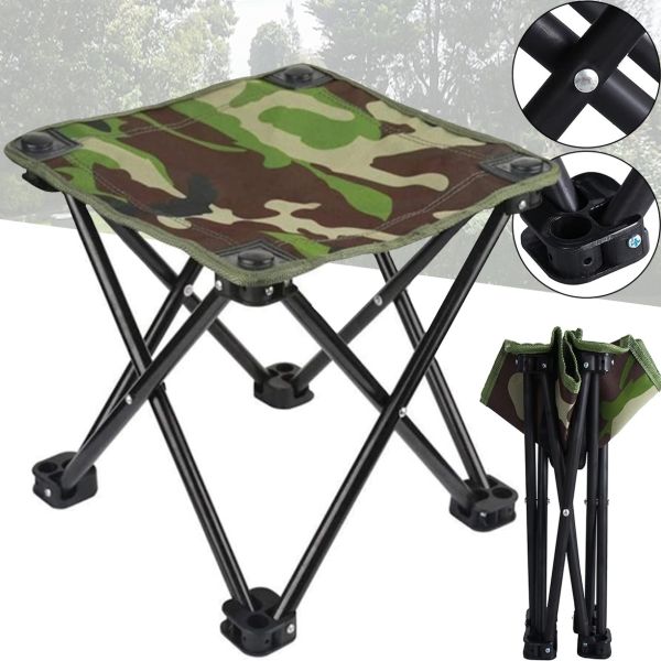 Туристична складна табуретка Stool Folding Table ZDY01 до 130 кг з чохлом, Розкладний стілець 28x28x24 см для риболовлі та пікніка Камуфляжний