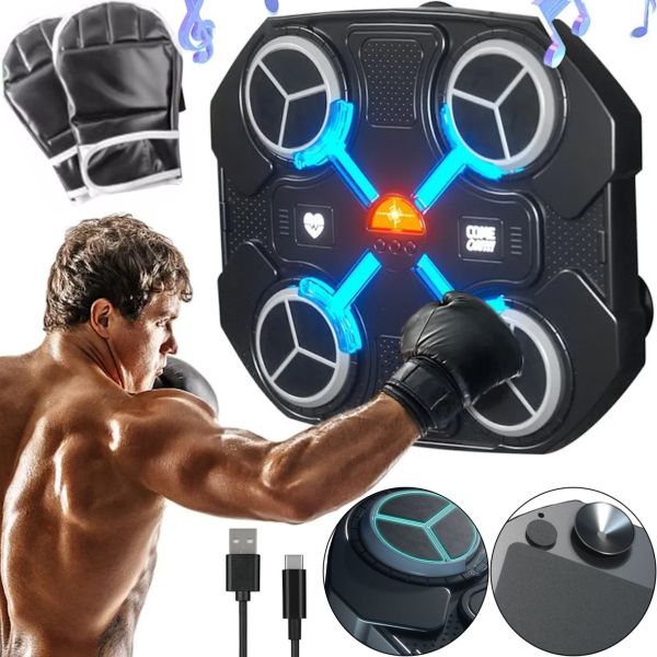 Настінний музичний тренажер для боксу Music Boxing Machine CD18 з RGB підсвічуванням і рукавичками, Настінна боксерська мішень з музикою для дітей