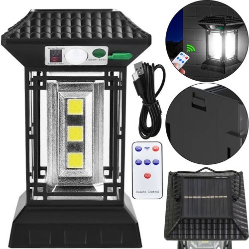 Подвесной уличный фонарь Solar CL-T60 на солнечной батарее с пультом ДУ, Аккумуляторный кемпинговый светильник с датчиком движения от батареек 18650