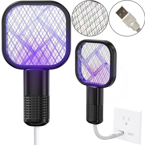 Електричний USB знищувач комах Mosquito Swatter UKC 3945 від комах, Лампа мухобійка комарів і мух з УФ світлом від юсб Чорний