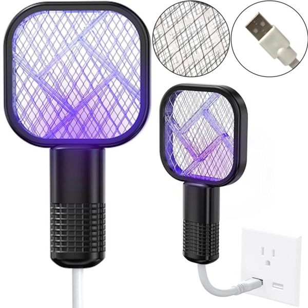 Електричний USB знищувач комах Mosquito Swatter UKC 3945 від комах, Лампа мухобійка комарів і мух з УФ світлом від юсб Чорний