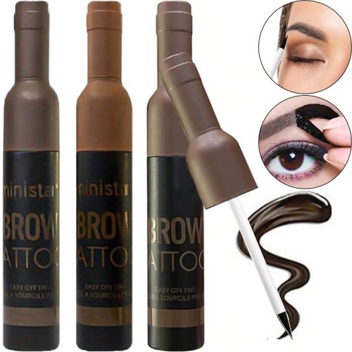 Водостійка фарба тінт Ministar Brow Tattoo Black Чорний з тату ефектом для підкреслення брів, Маркер гель #102 10 мл для татуювання брів