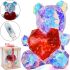 Кришталевий ведмедик Тедді з сердечком Love Bear Red 3D з LED підсвічуванням 25 см, Світлодіодний голографічний світильник ведмідь із серцем від USB Червоний