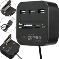 Розгалужувач USB Hub Combo C329 7в1 MicroSD MS M2 MMC, Концентратор хаб картрідер 3 юсб порти до 480 Мбіт/с для комп'ютера і ноутбука Чорний