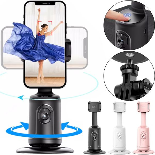 Настільний смарт монопод стабілізатор Gimbals P01 для телефону з датчиком проходження 360°, Тримач з кріпленням на штатив з відстеженням особи