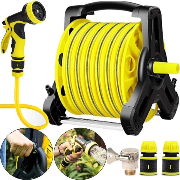 Садовий поливальний шланг з котушкою і розпилювачем ARK Water Hose Reel AND923 10 м для поливу, Котушка барабан для водяного шланга 3/8 " з ручкою