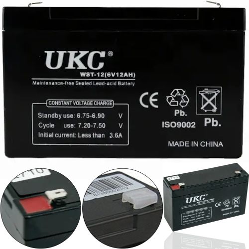 Герметичный аккумулятор BATTERY UKC 6V 12A свинцово кислотная аккумуляторная батарея