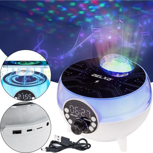 Настільна смарт колонка проектор RGB Starry Sky BT-2203 з диско кулею і бездротовою зарядкою акумуляторний Bluetooth нічник з підсвічуванням ZQS2226