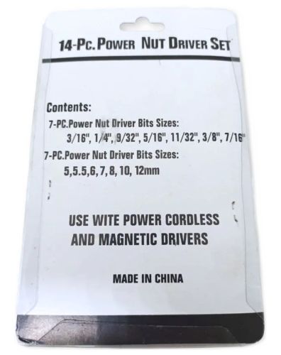Набір торцевих шестигранних головок Power Nut Driver 14pcs комплект швидкозмінних насадок з тримачем для зберігання, посилені біти для шуруповерта
