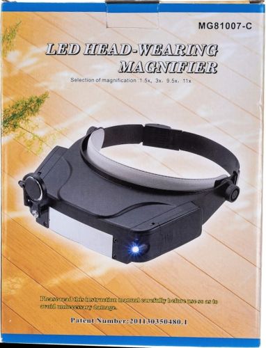 Бінокулярні налобні окуляри з підсвічуванням Led Magnifier EL-81007 11x налобна збільшувальна лупа на голову для ювелірів, пайки і читання MG81007-C