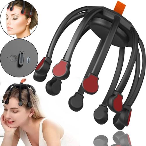 Акумуляторний вібраційний масажер антистрес для голови Head Massager Octopus K108W48 з 3 режимами, бездротовий вібромасажер восьминіг на голову