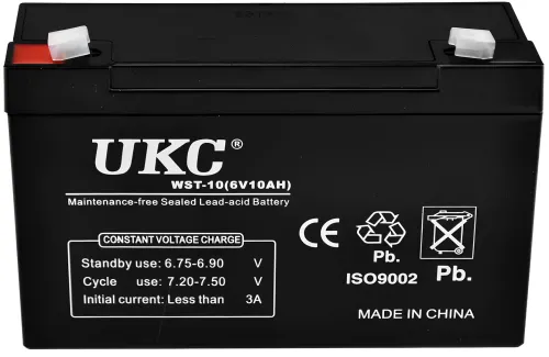 Аккумуляторная батарея UKC 6V 10Ah WST-10 универсальный свинцово-кислотный аккумулятор 6В 10Ач для торгового оборудования и игрушек