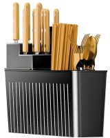Двухуровневая настольная сушилка для посуды Dish Drying Rack с автоматическим сливным поддоном, стеллаж на 2 яруса для сушки и хранения Черная
