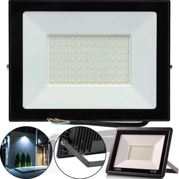 Світлодіодний вуличний прожектор 100W LED Flood Light Series 2 UKC FL-100 з монтажним кріпленням на кронштейн, денний ліхтар 100 Вт IP66 6400К для вулиці від мережі