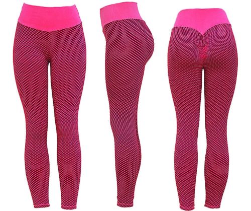 Жіночі спортивні легінси Staples Scrunch Bum рожеві із завищеною високою талією і ефектом пуш-ап стягуючі безшовні лосини для фітнесу push up