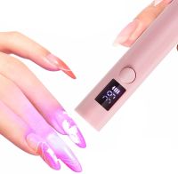 Ультрафіолетова портативна УФ лампа Handheld UV LED Lamp USB 1-44 3W для манікюру, ручна бездротова для сушіння гель лаку на акумуляторі Рожева