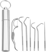 Набор для чистки зубов Dental Toothpick Set 7 в 1 портативный комплект инструментов зубочисток для ухода за полостью рта в металлическом футляре