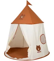 Дитячий намет у вигляді будиночка Bear Play Tent Ведмідь із прапорцем і вікном, Ігровий намет Ведмедик 110x110x130 см для дому та вулиці з сумкою для дітей