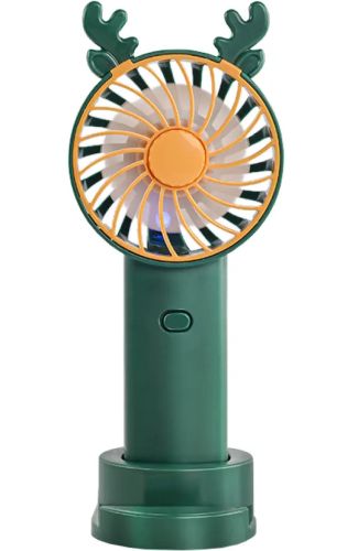 Настільний акумуляторний вентилятор з ріжками Mini Fan KL-FN20 з підсвічуванням і підставкою під телефон, Ручний міні вентилятор від акумулятора