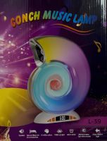 Настільна смарт лампа Равлик нічник Conch Music Lamp L-39 бездротова акумуляторна світлова колонка з RGB підсвічуванням будильником і годинником Bluetooth