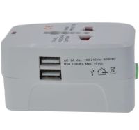 Універсальний мережевий перехідник штекер в розетку 1000 mA Universal adaptor SL-823 2USB, Адаптер для розетки EU UK US CA Japan з юсб для подорожей