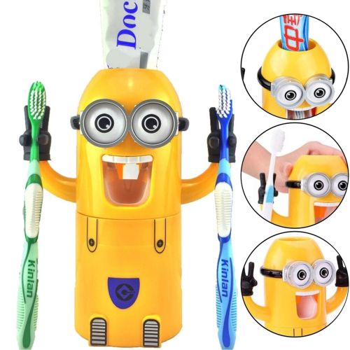 Дитячий диспенсер для зубної пасти міньйон Brush Holder, автоматичний дозатор з тримачем для щіток для дітей Міньєн Жовтий
