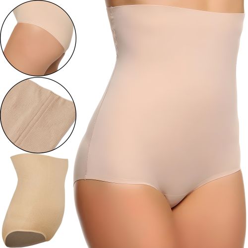 Женские корректирующие трусики Spanx Higher Power шорты с завышенной высокой талией, Утягивающие бесшовные трусы для бедер с высокой посадкой Бежевые