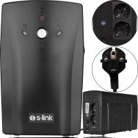 Аварійний безперебійник ДБЖ S-Link SL-UP650 650VA 390w на 2 розетки Джерело безперебійного живлення 7Ah для захисту від нестабільного електроживлення
