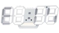 Электронные настольные 3D часы с белой LED подсветкой Generic LY-1089, Светодиодные цифровые настенные часы с будильником и датой Белые