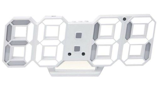 Электронные настольные 3D часы с белой LED подсветкой Generic LY-1089, Светодиодные цифровые настенные часы с будильником и датой Белые