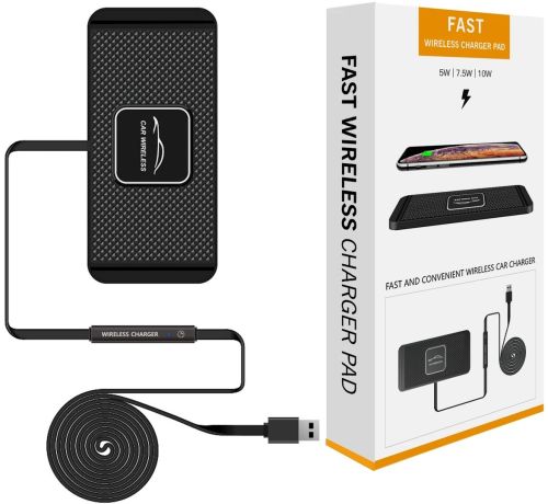 Автомобильная беспроводная зарядка Car Wireless Pad C1 15W для зарядки телефона, Силиконовый зарядный коврик в авто с антискользящим покрытием Черный